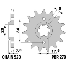 JT/PBR Grandinės komplektas sustiprintas 520X1R3 13/48 Honda XR 250R 88-89