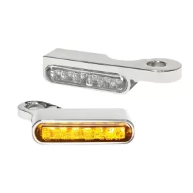 HEINZ BIKES LED Handlebar Turn Signals Chrome Harley Davidson FXDB / XL 883/1690 14-22