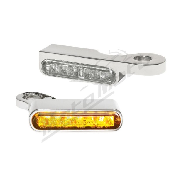 HEINZ BIKES LED Handlebar Turn Signals Chrome Harley Davidson FXDB / XL 883/1690 14-22