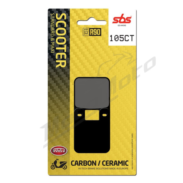 SBS 105CT Scooter Carbon Tech Organic Brake Pads Aprilia / Beta / CPI / Derbi / Gilera / Malaguti / MBK / Peugeot / Yamaha 50-180cc 93-17