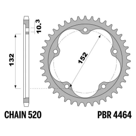 PBR Ultra-Light Aluminium Hard Anodized Rear Sprocket 4464 - 520 ​​​​​​​MV AGUSTA BRUTALE / F4 / F3 800-1090cc 2004-2021