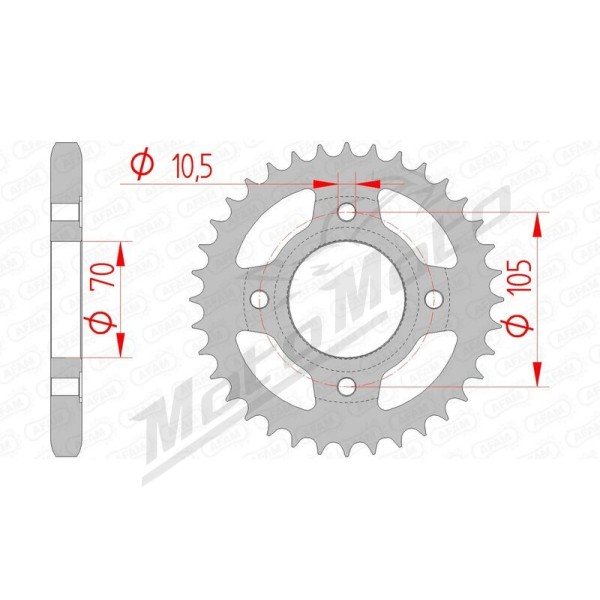 AFAM Steel Standard Rear Sprocket 530 36-38 teeth HONDA CB 250-400cc 68-77