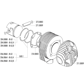 Cylinder kit POLINI (cast iron) Vespa PX 125-150cc 2T Ø63 PIN Ø15 