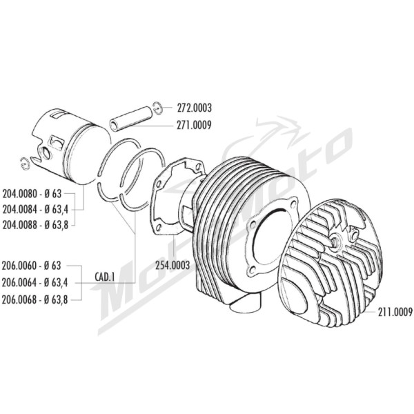 Cylinder kit POLINI (cast iron) Vespa PX 125-150cc 2T Ø63 PIN Ø15 