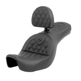 SADDLEMEN Road sofa Lattice Stitch Seat Black With Backrest Harley Davidson FXD / FXDBB / FXDBI / FXDL / FXDWG 1450-1800 06-17