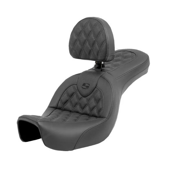SADDLEMEN Road sofa Lattice Stitch Seat Black With Backrest Harley Davidson FXD / FXDBB / FXDBI / FXDL / FXDWG 1450-1800 06-17