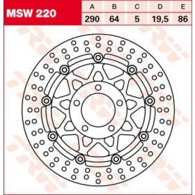 FRONT BRAKE DISC MSW220 SUZUKI GSF / RF / RGV / SV 250-750cc 1989-2004 1PC