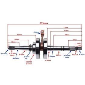 Crankshaft ATV BASHAN BS250S-5 PIN Ø16 4T