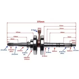 Crankshaft ATV BASHAN BS250S-5 PIN Ø16 4T