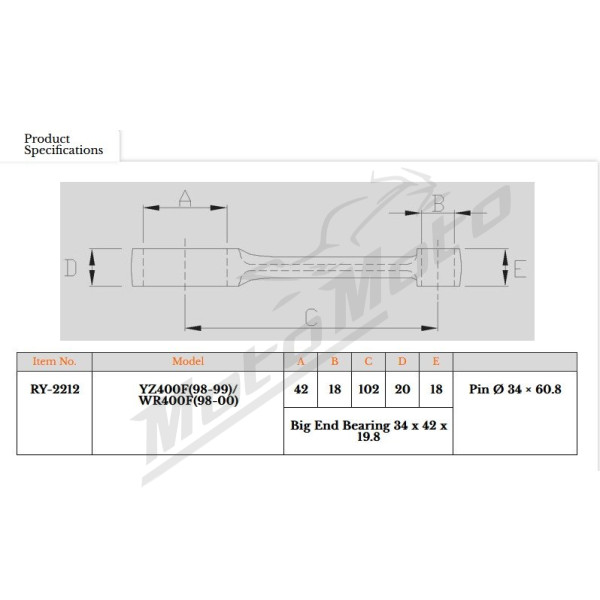 Royal Rods connecting rod for Yamaha YZF / WRF 400cc 98-00