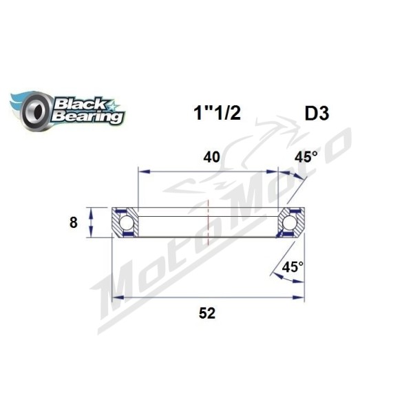 BLACK BEARING 45°/45° vairo kolonėlės guolis 40x52x8 mm HB-D3