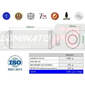 Exhausts silencer Dominator OV YAMAHA MT-03 2022