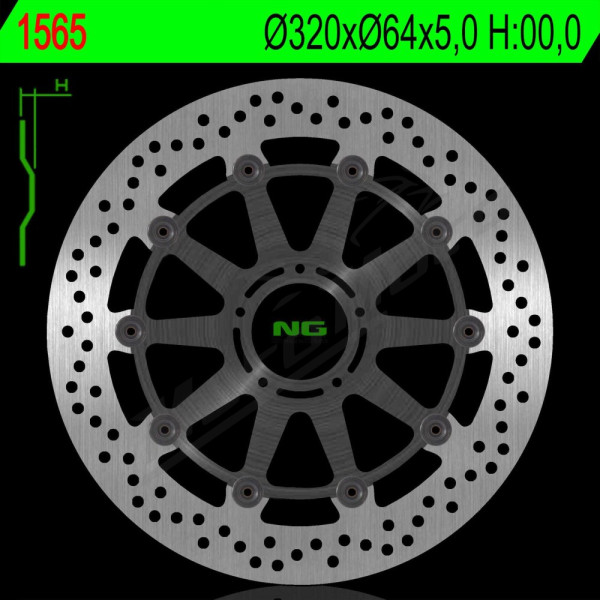 NG Priekinis plaukiojantis stabdžių diskas 320X64X5.0mm KTM Super Duke 1290cc 16-20