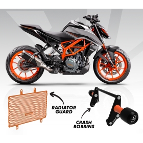 Rėmo slideriai / crash bar + Radiatoriaus grotelės BAGOROS KTM DUKE 250-390cc 2017-2018