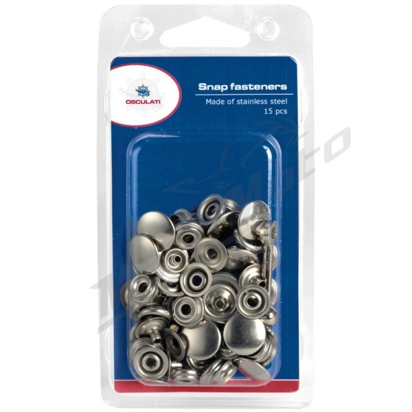 Osculati set of 15pcs stud press fasteners blister