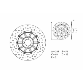 BREMBO Serie Oro apvalus fiksuotas stabdžių diskas galinis BMW K / R 750-1100cc 1977-1999