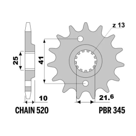 PBR Steel Standard Front Sprocket 345 - 520 APRILIA / HONDA / YAMAHA 650-660cc 1989-2015