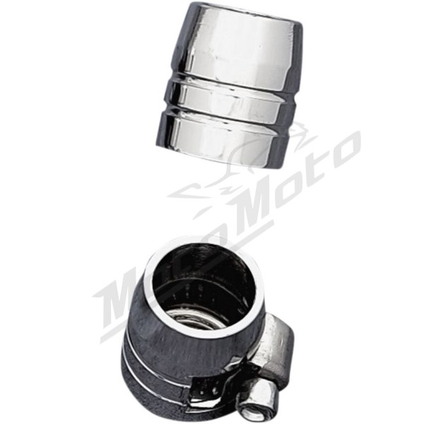 DRAG SPECIALTIES Grooved Chrome Hose Ends with Clamp 10mm 6pcs.