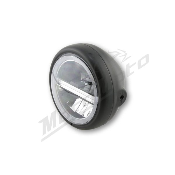 HIGHSIDER pro 5 3/4 Inch Headlight Pecos Type 6 LED Black Side Mount, With DRL