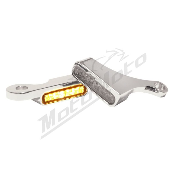 HEINZ BIKES LED Handlebar Turn Signals Chrome Harley Davidson FLS / FLSTN / FXSB / FXST / FXDBC 1690/1800 15-17