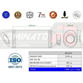 Duslintuvo bakelis Dominator HP8 YAMAHA YZF R6 2017-2022 