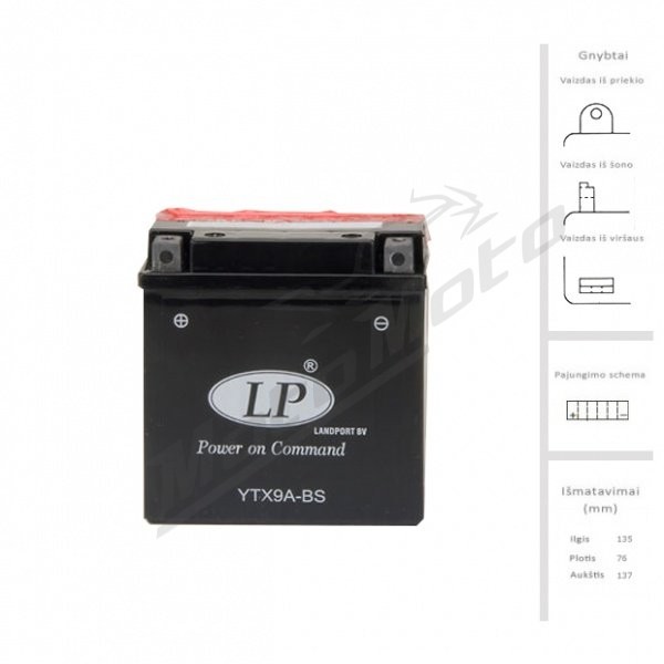 LANDPORT Akumuliatorius 9 Ah 12V LTX9A-BS AGM