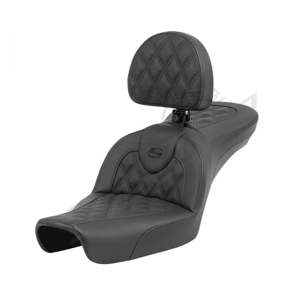 SADDLEMEN Road sofa Sėdynė juoda su atlošu Harley Davidson FXD / FXDX / FXDXT / FXDL 1340-1450 96-03
