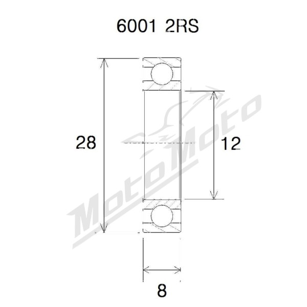 BLACK BEARING B5 Bearing 12x28x8 mm 6001-2RS