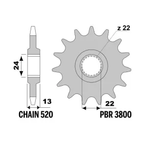 PBR plieninė standartinė priekinė žvaigždutė 3800 - 520 APRILIA MOTO 6.5 650 1992-2006