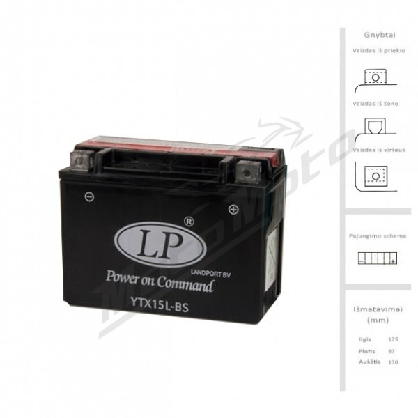 LANDPORT Battery 13 Ah 210A EN 12V LTX15L-BS