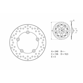 BREMBO Serie Oro apvalus fiksuotas stabdžių diskas galinis ​​​​​​​HONDA CTX / NC 700-750cc 2012-2024
