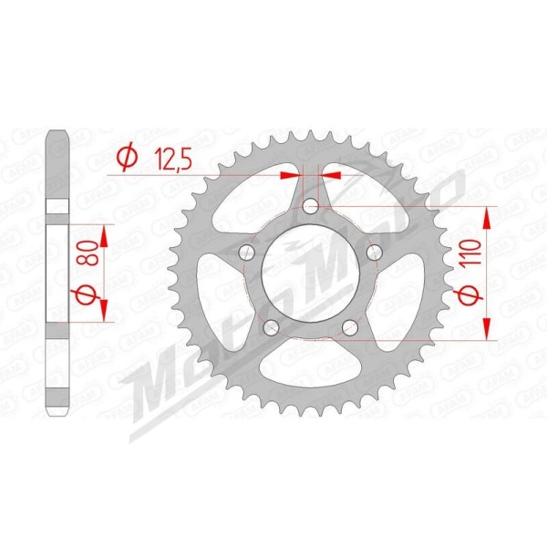 AFAM Steel Standard Rear Sprocket 525 40-46 teeth