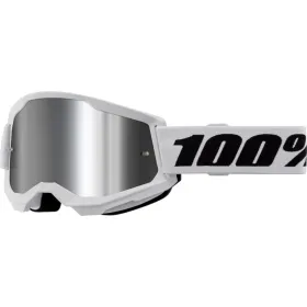 100% Strata 2 Goggle White (Mirror Lens)