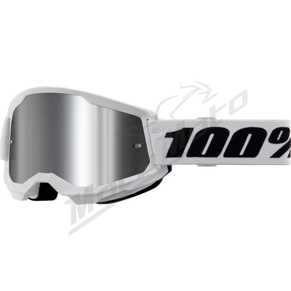 100% Strata 2 akiniai balti (veidrodinis stikliukas)