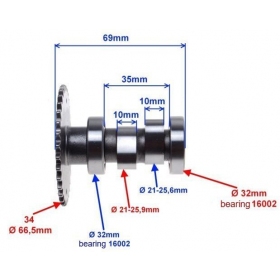 Paskirstymo velenas GY6 50-80cc 4T