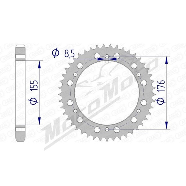 AFAM aliumininė galinė žvaigždė 530 42-45 dantukų TRIUMPH 955-1050cc 97-10