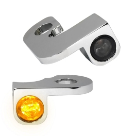 HEINZ BIKES NANO Series Handlebar Turn Signals Chrome Harley Davidson FLHR / FLHRI / FLHTC / FLHX / FXRT 1340/1800 90-08