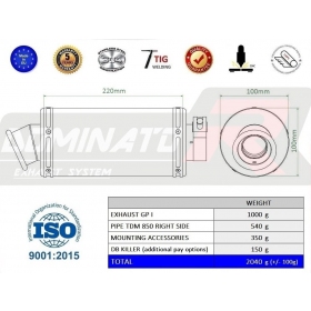 Duslintuvo kompl. Dominator GP1 RIGHT YAMAHA TDM 850 1996-2001