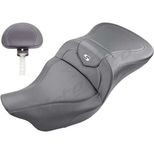 SADDLEMEN RoadSofa Extended Seat With Backrest Carbon Fiber Harley Davidson FLHR / FLHRC / FLHTKL / FLHXS / FLTRX 1584-1923 08-24