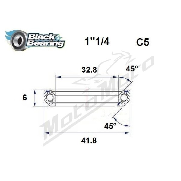 BLACK BEARING 45°/45° Headset Bearing 32.8x41.8x6 mm HB-C5