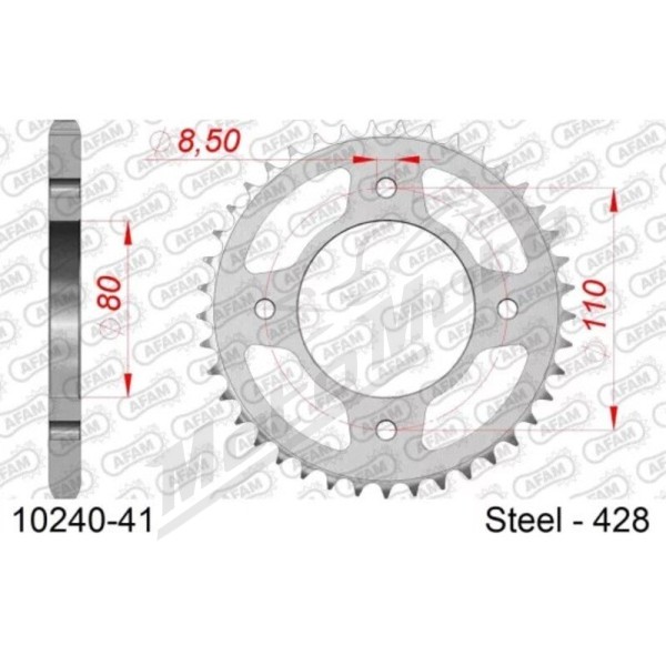AFAM Standard Steel Rear Sprocket 428 41 teeth HONDA CB 125cc 22-24