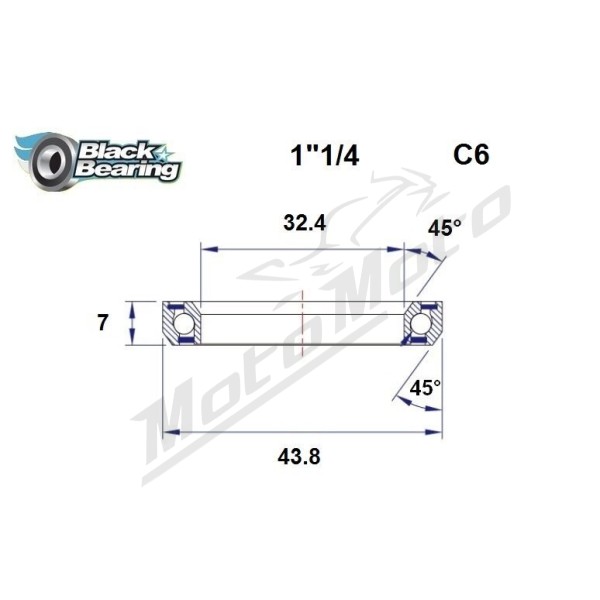 BLACK BEARING 45°/45° Headset Bearing 32.4x43.8x7 mm HB-C6