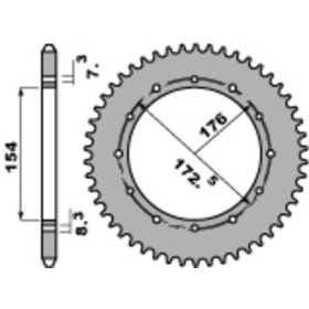 PBR Ultra-Light Aluminium Rear Sprocket 2S - 520 47T
