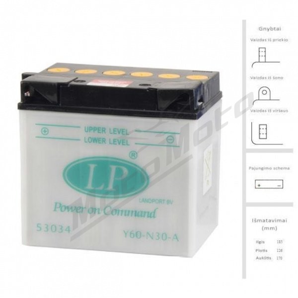 LANDPORT Battery 30Ah 300A EN 12V L60-N30-A