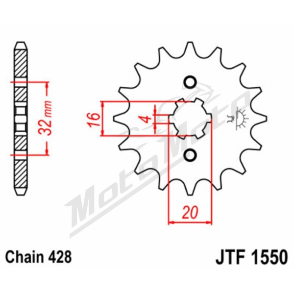 JT/JT Chain Kit 428HDR 15/52 Standard - Standard Rear Sprocket Yamaha XSR 125cc 21-24 