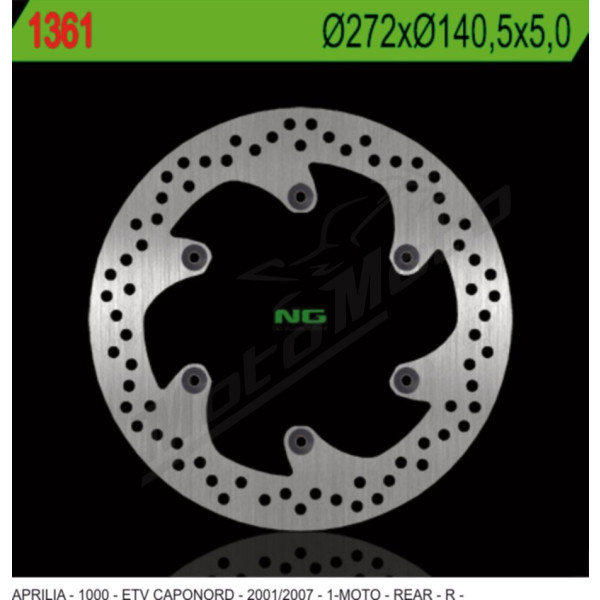 NG Rear Fixed Brake Disc 272x140.5x5mm Aprilia ETV 1000cc 01-07