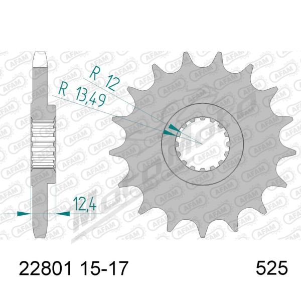 AFAM plieninė standartinė priekinė žvaigždutė 22801 - 525 15-17 dantukų SUZUKI GSX-R 1000 17-21