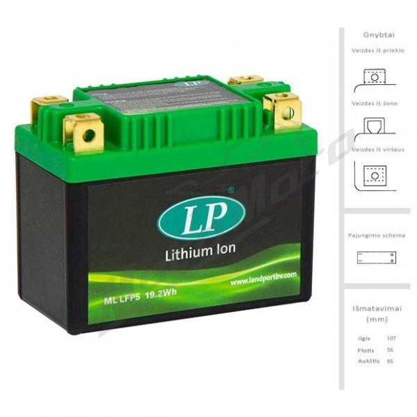 LANDPORT Akumuliatorius 1.6 Ah 105 A EN 12V LFP5