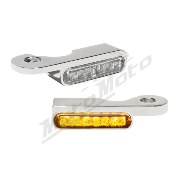HEINZ BIKES LED Handlebar Turn Signals Chrome Harley Davidson FLS / FLSTF / FLSTN / FXSTC / FXSTS / FXSB 1340/1800 90-14