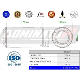 Duslintuvo kompl. Dominator EX GPS Suzuki GSX-S 950 / 1000 / GT 2021-2023 + garso slopintuvas